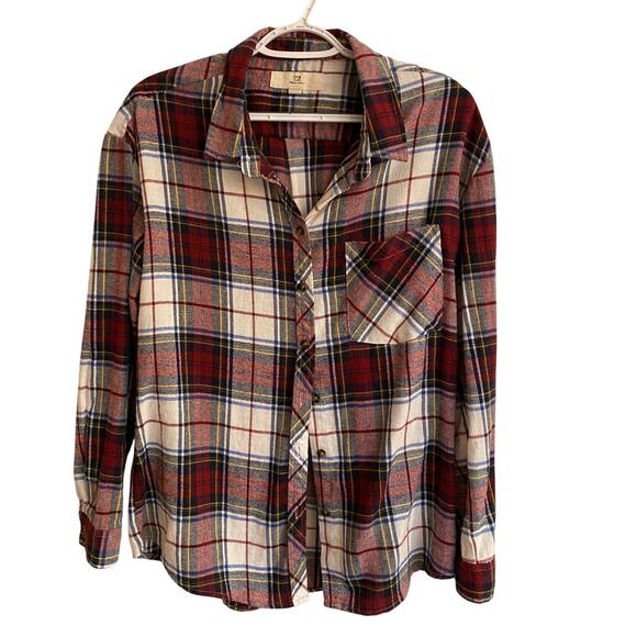 Thread Supply Tops - Thread Supply Small Classic Red Plaid Cotton Blend Long Sleeve Shirt Warm Cozy